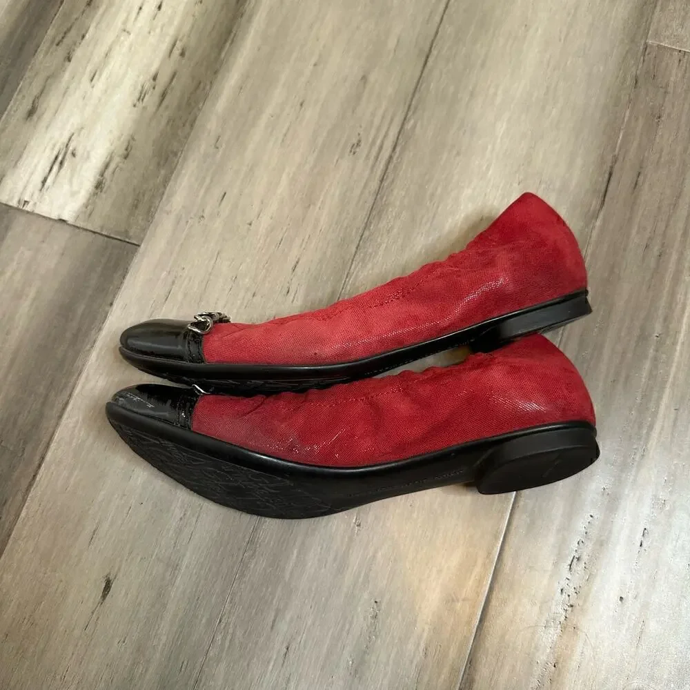 AGL Attilio Giusti Leombruni Patent Toe Ballet Flats Women's Red Black Size 38